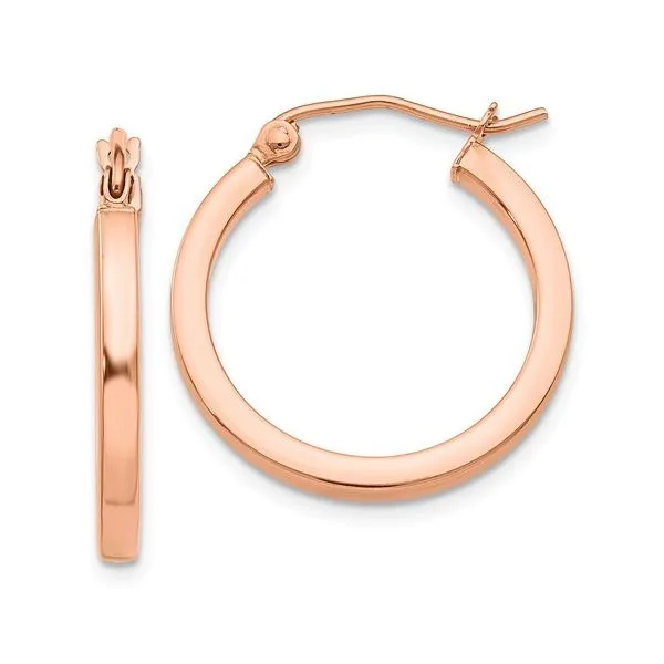 14K Rose Gold 2 x 20 mm Square Tube Hoop Earrings Paul Bensel Jewelers Yuma, AZ