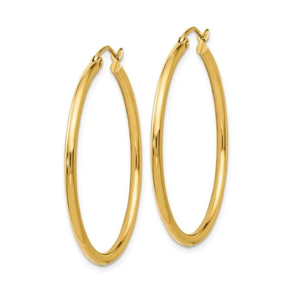 14K Yellow Gold 2 x 35 mm Polished Hoop Earrings Paul Bensel Jewelers Yuma, AZ