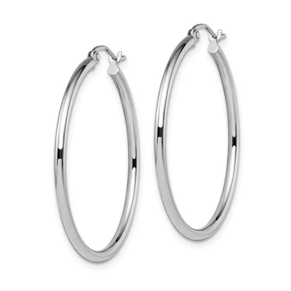 14K White Gold 2 x 35 mm Polished Hoops Paul Bensel Jewelers Yuma, AZ