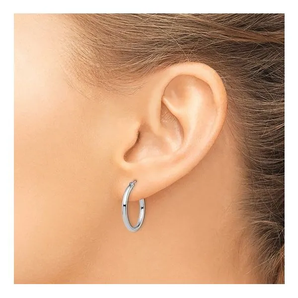 14K White Gold 2 x 20 mm Polished Hoops Image 2 Paul Bensel Jewelers Yuma, AZ