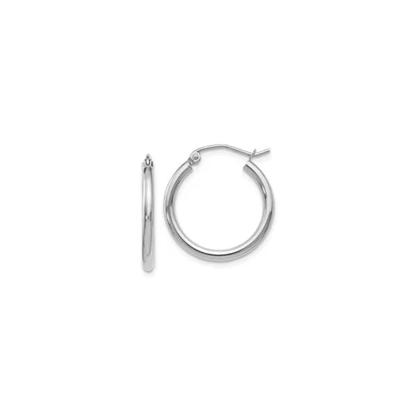14K White Gold 2 x 20 mm Polished Hoops Image 3 Paul Bensel Jewelers Yuma, AZ