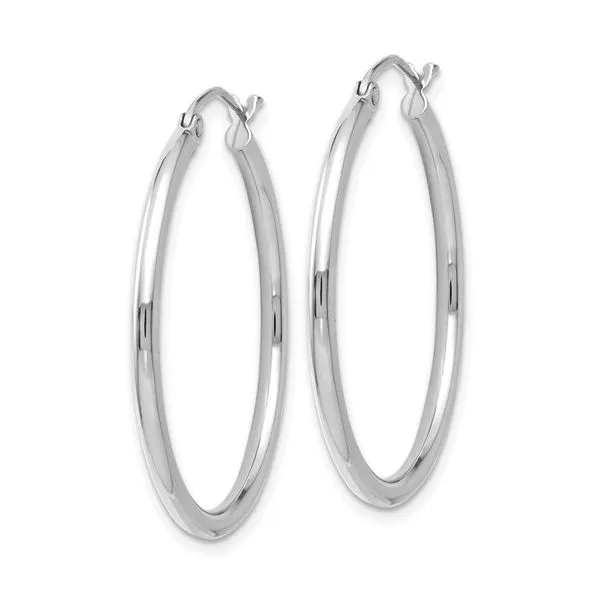 14K White Gold 2 x 30 mm Polished Hoops Image 3 Paul Bensel Jewelers Yuma, AZ
