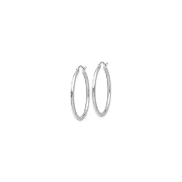 14K White Gold 2 x 30 mm Polished Hoops Image 4 Paul Bensel Jewelers Yuma, AZ
