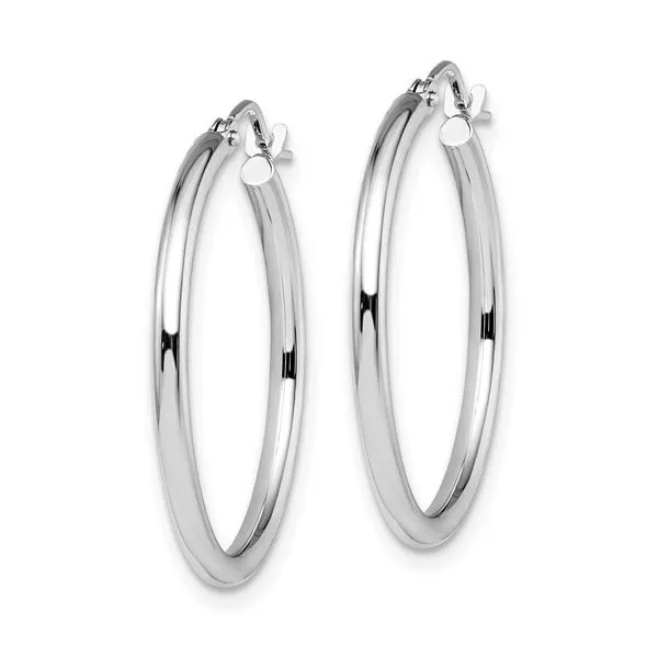 14K White Gold 2 x 25 mm Polished Hoops Image 3 Paul Bensel Jewelers Yuma, AZ