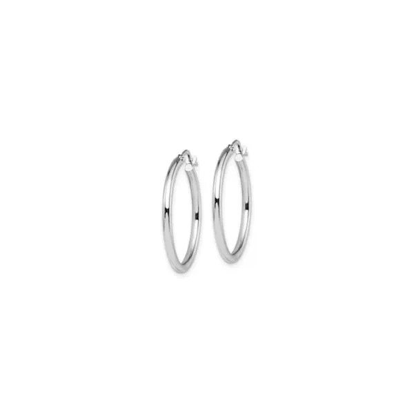 14K White Gold 2 x 25 mm Polished Hoops Image 4 Paul Bensel Jewelers Yuma, AZ