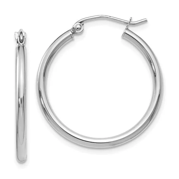14K White Gold 2 x 25 mm Polished Hoops Paul Bensel Jewelers Yuma, AZ