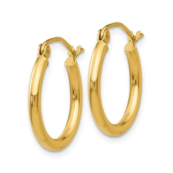 14K Yellow Gold 2 x 17.5 mm Polished Hoops Image 3 Paul Bensel Jewelers Yuma, AZ