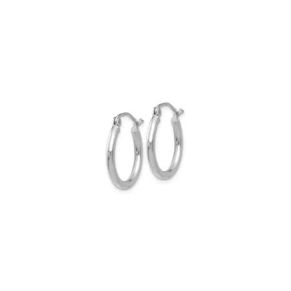 14K White Gold 2 x 17.5 mm Polished Hoops Image 4 Paul Bensel Jewelers Yuma, AZ