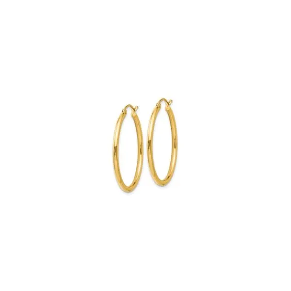 14K Yellow Gold 2 x 30 mm Polished Hoops Image 4 Paul Bensel Jewelers Yuma, AZ