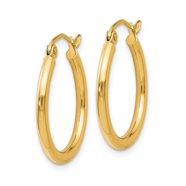 14K Yellow Gold 2 x 20 mm Polished Hoop Earrings Image 3 Paul Bensel Jewelers Yuma, AZ