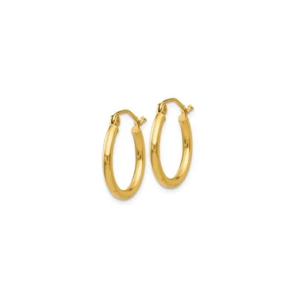 14K Yellow Gold 2 x 17.5 mm Polished Hoops Image 4 Paul Bensel Jewelers Yuma, AZ