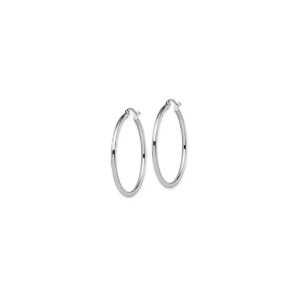14K White Gold 2 x 35 mm Polished Hoops Image 4 Paul Bensel Jewelers Yuma, AZ