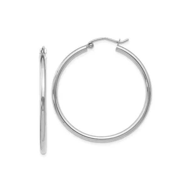 14K White Gold 2 x 35 mm Polished Hoops Paul Bensel Jewelers Yuma, AZ