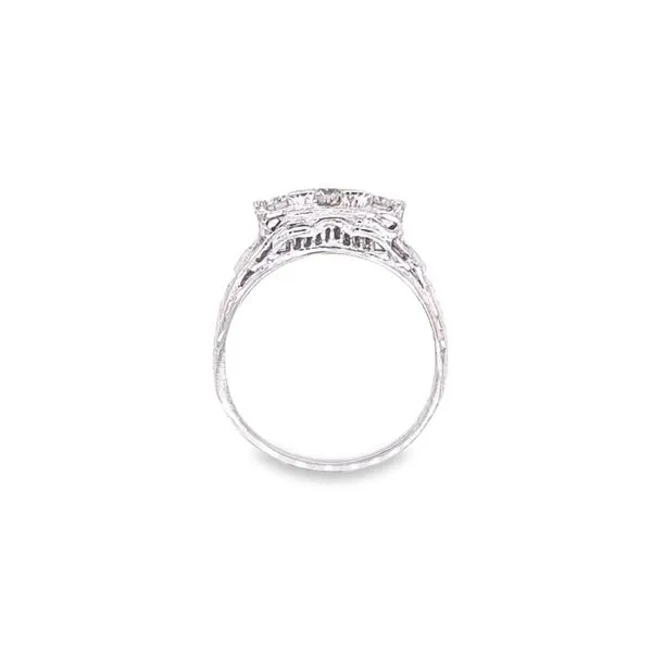 18K White Gold Antique Three Stone Diamond Anniversary Band Image 2 Paul Bensel Jewelers Yuma, AZ
