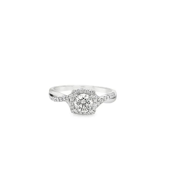18K White Gold 1.50 ctw Halo Style Diamond Wedding Set Image 2 Paul Bensel Jewelers Yuma, AZ