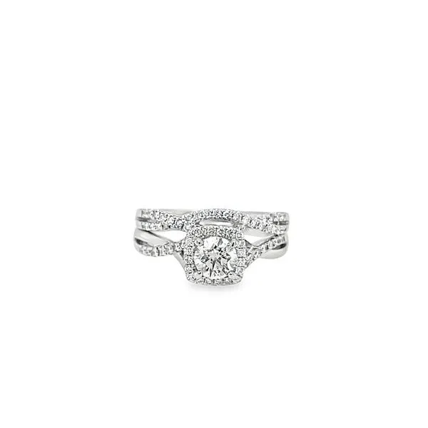 18K White Gold 1.50 ctw Halo Style Diamond Wedding Set Paul Bensel Jewelers Yuma, AZ