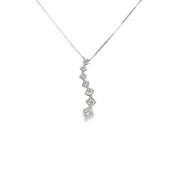 14K White Gold 0.75 ctw Princess Cut Journey Necklace Paul Bensel Jewelers Yuma, AZ