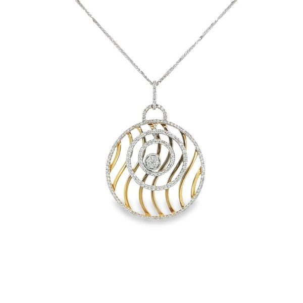 14K Two Tone 0.95 ctw Circle Motif Diamond Necklace | Paul Bensel Jewelers