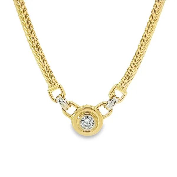 14K Two Tone 1/2 Carat Bezel Set Solitaire Diamond Necklace Paul Bensel Jewelers Yuma, AZ