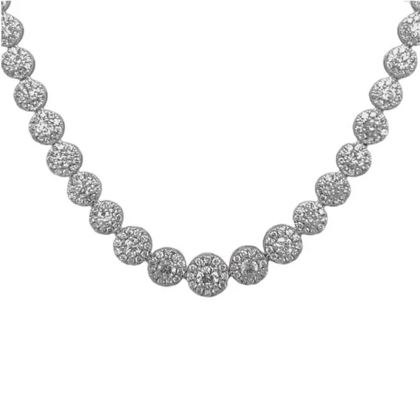 14K White Gold 10 ctw Halo Style Riviera Style Diamond Necklace Image 3 Paul Bensel Jewelers Yuma, AZ