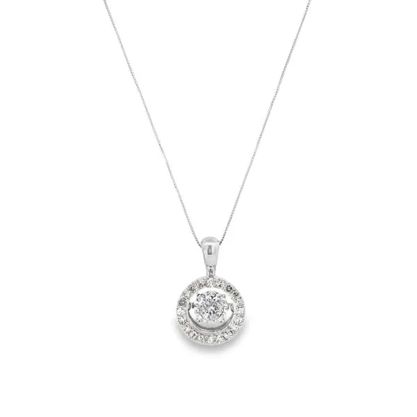 14K White Gold 1/2 ctw Halo Style Diamond Necklace