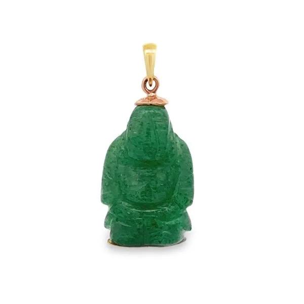 14K Yellow Gold Jadeite Buddha Pendant Image 2 Paul Bensel Jewelers Yuma, AZ