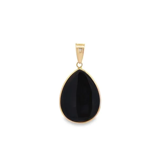 10K Yellow Gold Scroll Motif Onyx Pendant Image 2 Paul Bensel Jewelers Yuma, AZ