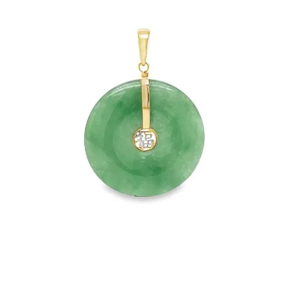14K Yellow Gold Jadeite Disc Pi Pendant Image 2 Paul Bensel Jewelers Yuma, AZ