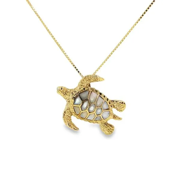 14K Yellow Gold Mother of Pearl Turtle Motif Necklace Paul Bensel Jewelers Yuma, AZ