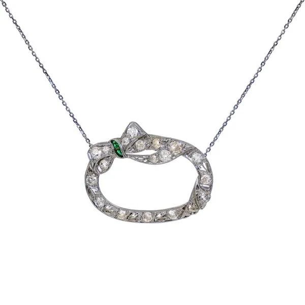 Platinum Vintage Diamond and Simulated Gemstone Necklace Paul Bensel Jewelers Yuma, AZ