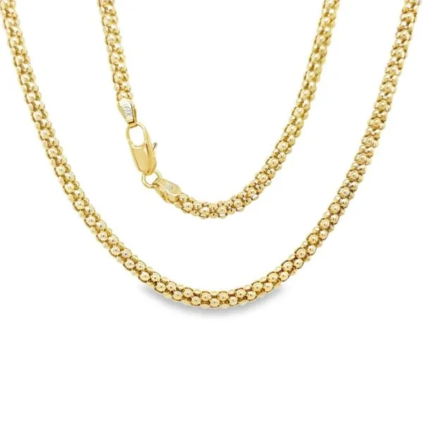 14K Yellow Gold 3.7 mm Hollow Popcorn Mesh Necklace - 18 inches Paul Bensel Jewelers Yuma, AZ