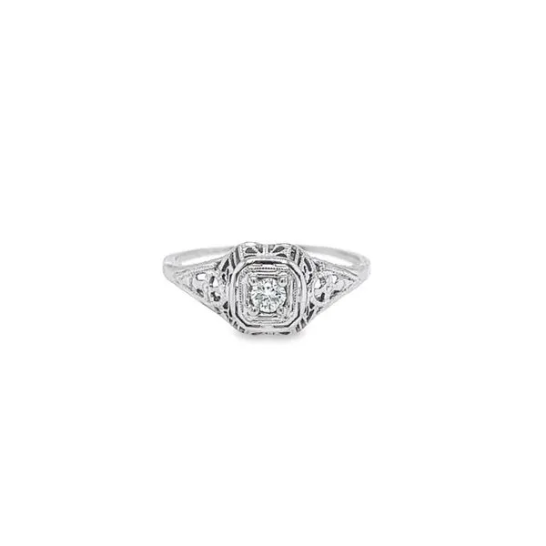 18K White Gold Antique Filigree Diamond Ring Paul Bensel Jewelers Yuma, AZ