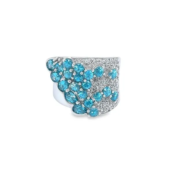 14K White Gold Blue Zircon and Diamond Fashion Ring Paul Bensel Jewelers Yuma, AZ