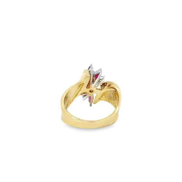 14K Two Tone Gold Ruby and Diamond Bypass Style Ring Image 2 Paul Bensel Jewelers Yuma, AZ