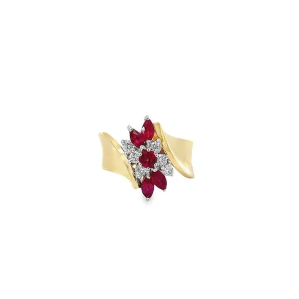 14K Two Tone Gold Ruby and Diamond Bypass Style Ring Paul Bensel Jewelers Yuma, AZ