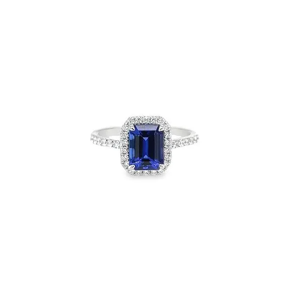 Platinum Halo Style Tanzanite and Diamond Fashion Ring Paul Bensel Jewelers Yuma, AZ