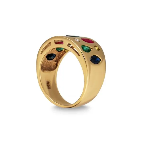 14K Yellow Gold Multi Stone Flush Set Fashion Ring Image 2 Paul Bensel Jewelers Yuma, AZ
