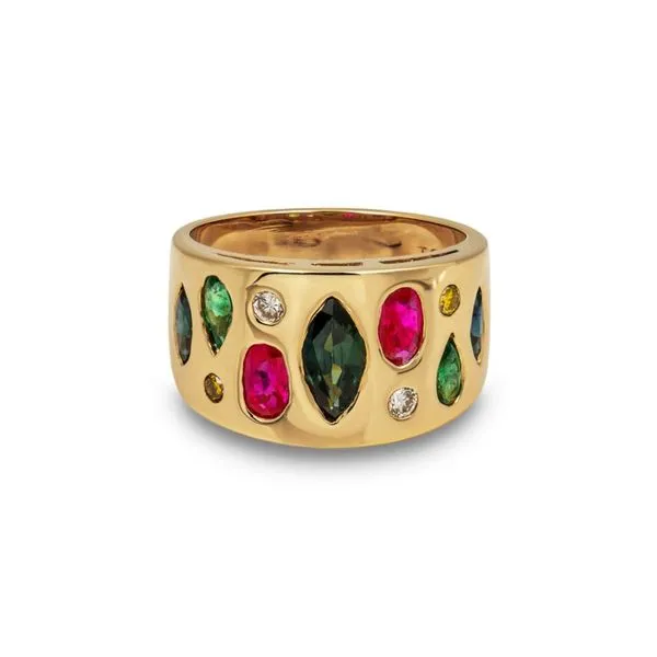 14K Yellow Gold Multi Stone Flush Set Fashion Ring Paul Bensel Jewelers Yuma, AZ