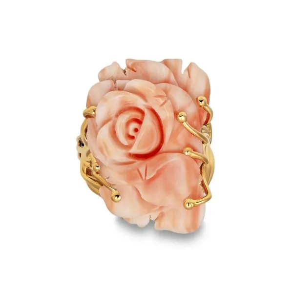 14K Yellow Gold Carved Coral Ring Image 4 Paul Bensel Jewelers Yuma, AZ