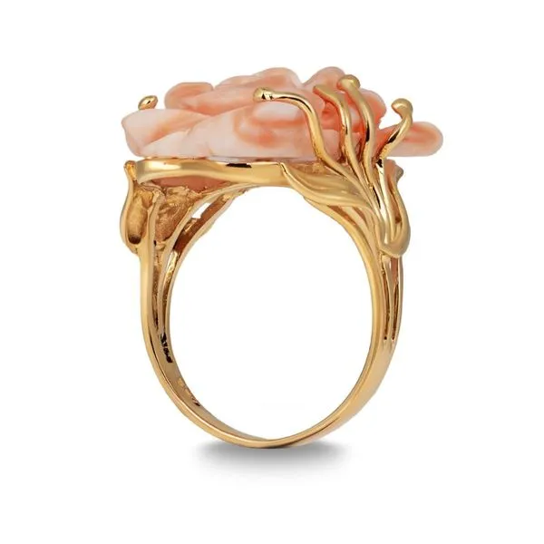 14K Yellow Gold Carved Coral Ring Image 5 Paul Bensel Jewelers Yuma, AZ