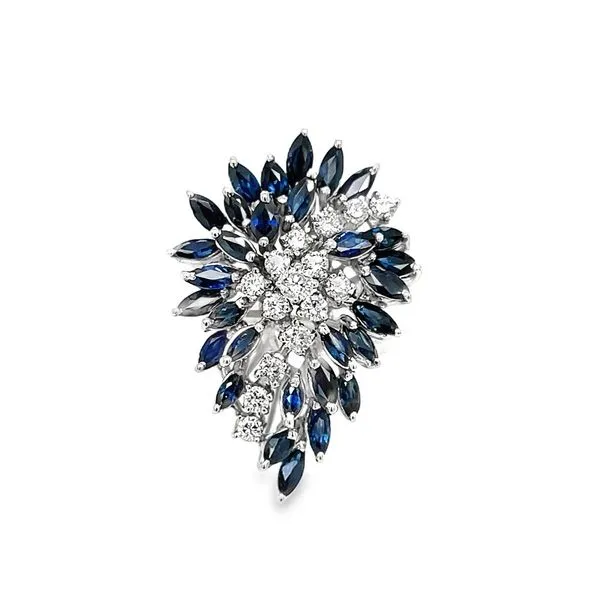 14K White Gold Sapphire and Diamond Cluster Ring Paul Bensel Jewelers Yuma, AZ