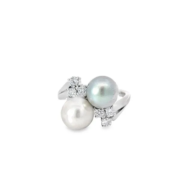 14K White Gold Cultured Akoya Pearl Bypass Style Fashion Ring Paul Bensel Jewelers Yuma, AZ