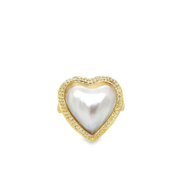 14K Yellow Gold Heart Motif Cultured Freshwater Mabé Pearl Fashion Ring Image 2 Paul Bensel Jewelers Yuma, AZ
