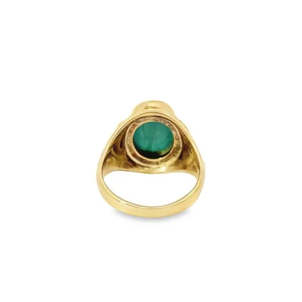10K Yellow Gold Green Tourmaline and Natural Nugget Mens Fashion Ring Image 2 Paul Bensel Jewelers Yuma, AZ