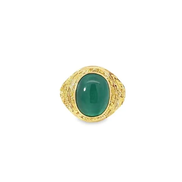 10K Yellow Gold Green Tourmaline and Natural Nugget Mens Fashion Ring Paul Bensel Jewelers Yuma, AZ