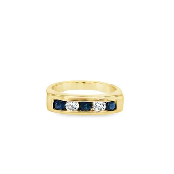 18K Yellow Gold Sapphire and Diamond Channel Set Band Paul Bensel Jewelers Yuma, AZ