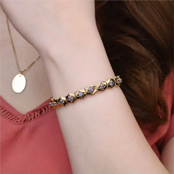 14K Yellow Gold Blue Sapphire Link Bracelet Image 2 Paul Bensel Jewelers Yuma, AZ