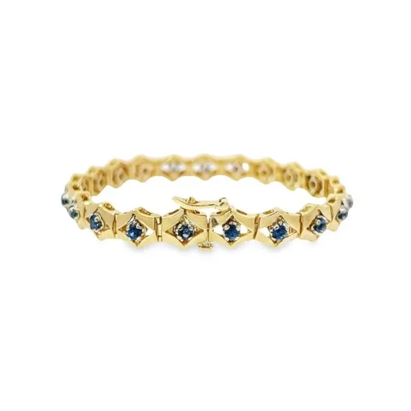 14K Yellow Gold Blue Sapphire Link Bracelet Image 3 Paul Bensel Jewelers Yuma, AZ