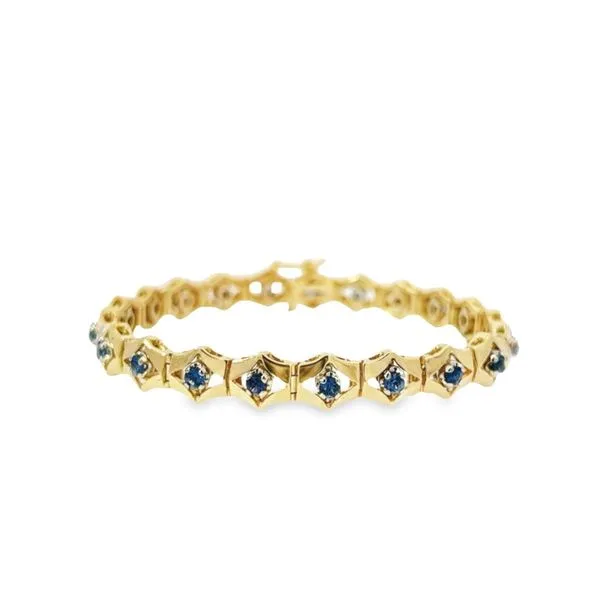 14K Yellow Gold Blue Sapphire Link Bracelet Image 4 Paul Bensel Jewelers Yuma, AZ