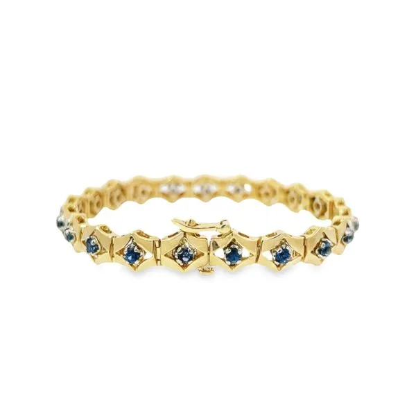 14K Yellow Gold Blue Sapphire Link Bracelet Image 5 Paul Bensel Jewelers Yuma, AZ